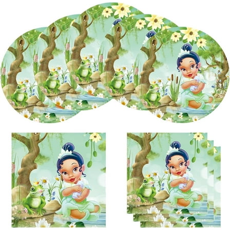 40pcs Tiana Birthday Party Supplies, Include 20 Plates and 20 Napkins, for Princess  Birthday Baby Shower Party Decorations
