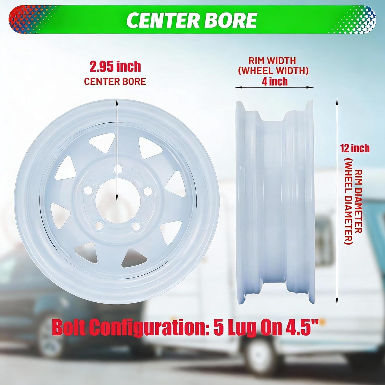2 Pack ST175/80D13 Trailer Tire and Wheel 5 Lug on 4.5 In Load Range C 1360 lbs Capacity 13 In Rim