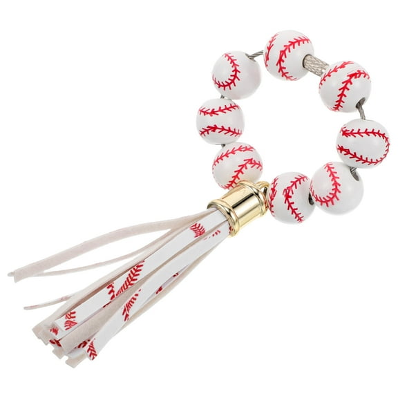 Milisten Softball Keychain Wooden Beaded Baseball Keychain Multi 1Set