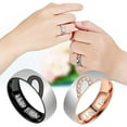 thumbnail image 4 of Couple's Matching Heart Ring, His or Her Matching Wedding Band in Stainless Steel, for Men or Women, Comfort Fit（1 Pair,A male ring and a female ring）, 4 of 7