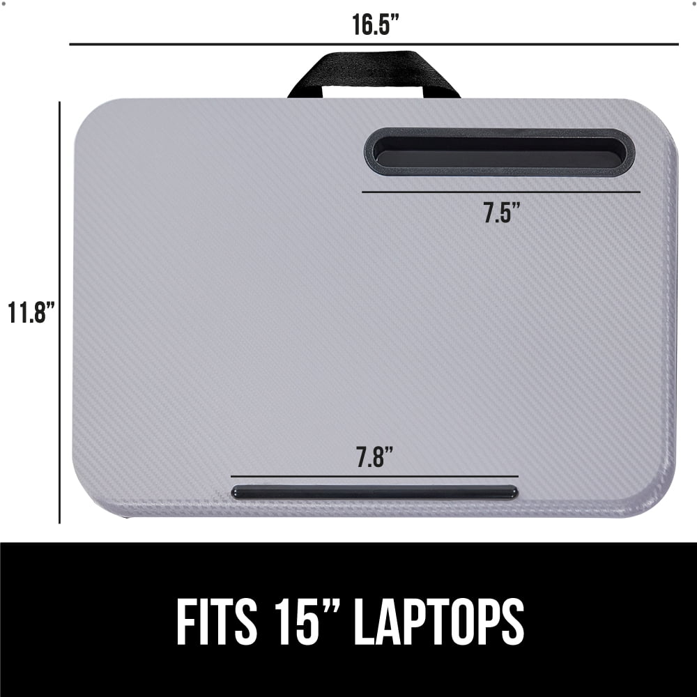 GORILLA GRIP Laptop Lap Desk, Portable Tablet Stand Fits Laptops up to 15.6", Gray