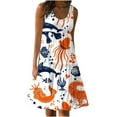 thumbnail image 2 of FAVIPT Ladies Sundress Knee Length Summer Dresses for Women 2024 Sleeveless Boho Beach Sundress Floral Flowy Swing Mini Dress Casual Summer Loose Fit Dresses Orange, 2 of 5