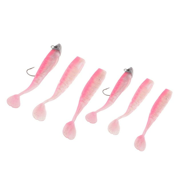 6pcs Shad Pesca Con Señuelos De Plástico Blando Cebo Jig Cabeza Swimbait Grub LY1-03 Perfecl