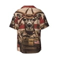 thumbnail image 5 of KLL Patriotic Deer Soldier Salute Print Men's Shirt Short Sleeve Button Down Summer Cuba Beach Shirts- 4X-Large, 5 of 5