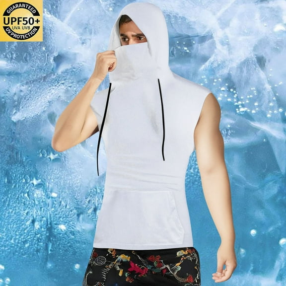 Njagoc3 Mens Sleeveless Ninja Hooded Tank, Unique Cover - Up Design, Polyester Blend, Cosplay & Casual Vest