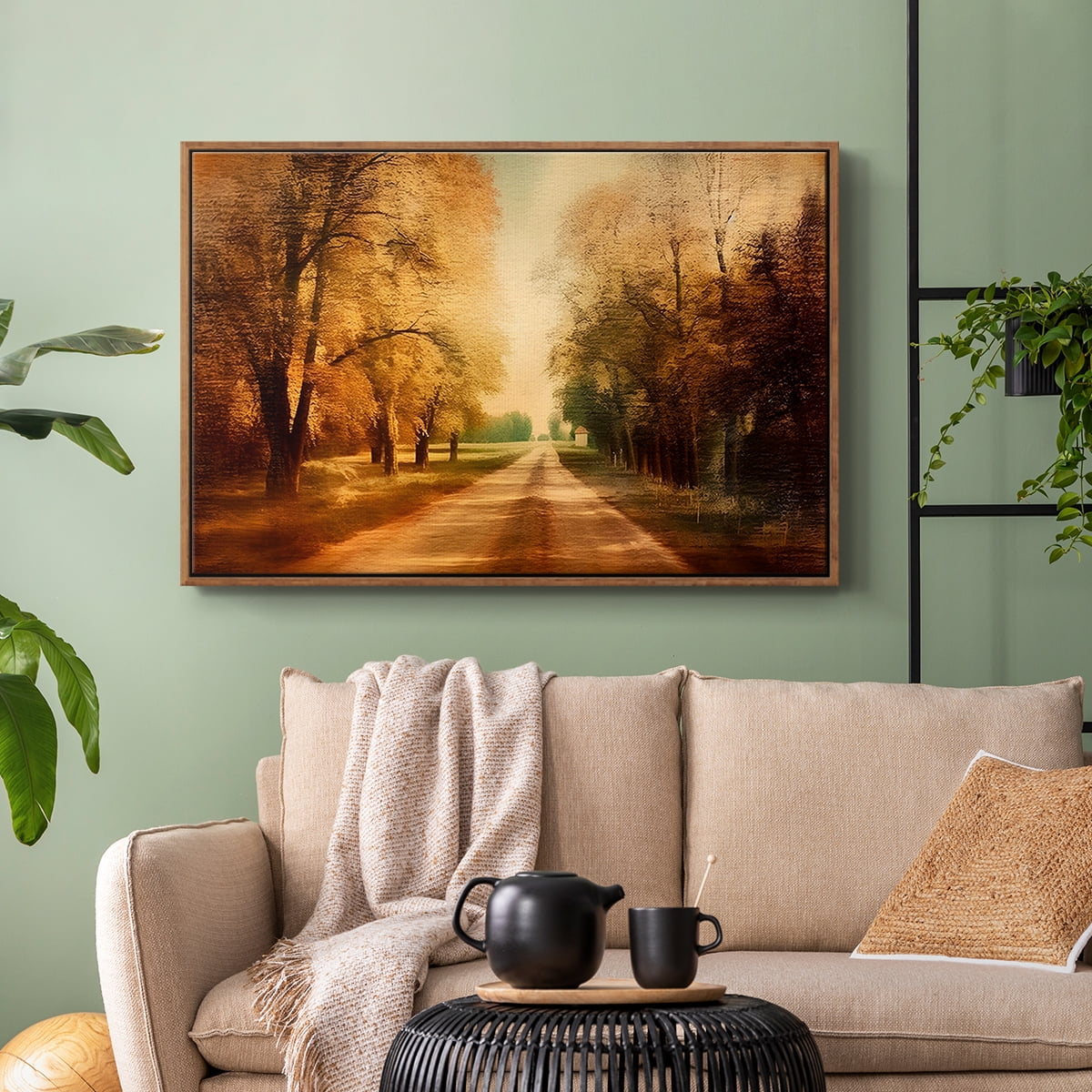 Vintage Landscape-CCXXXII By Wexford Home Framed in Walnut Wood Gallery Wrapped Canvas 25 in. x 37 in.