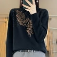 thumbnail image 2 of VISALY Turtleneck Sweatshirt Knit Sweater Light Sweaters Long Sleeve Crew Neck Lightweight Soft Knitted Pullover Knitted Blouse Crochet Sweaters Womens Hoodies Pullover Dressy Sweaters Black Xl, 2 of 3
