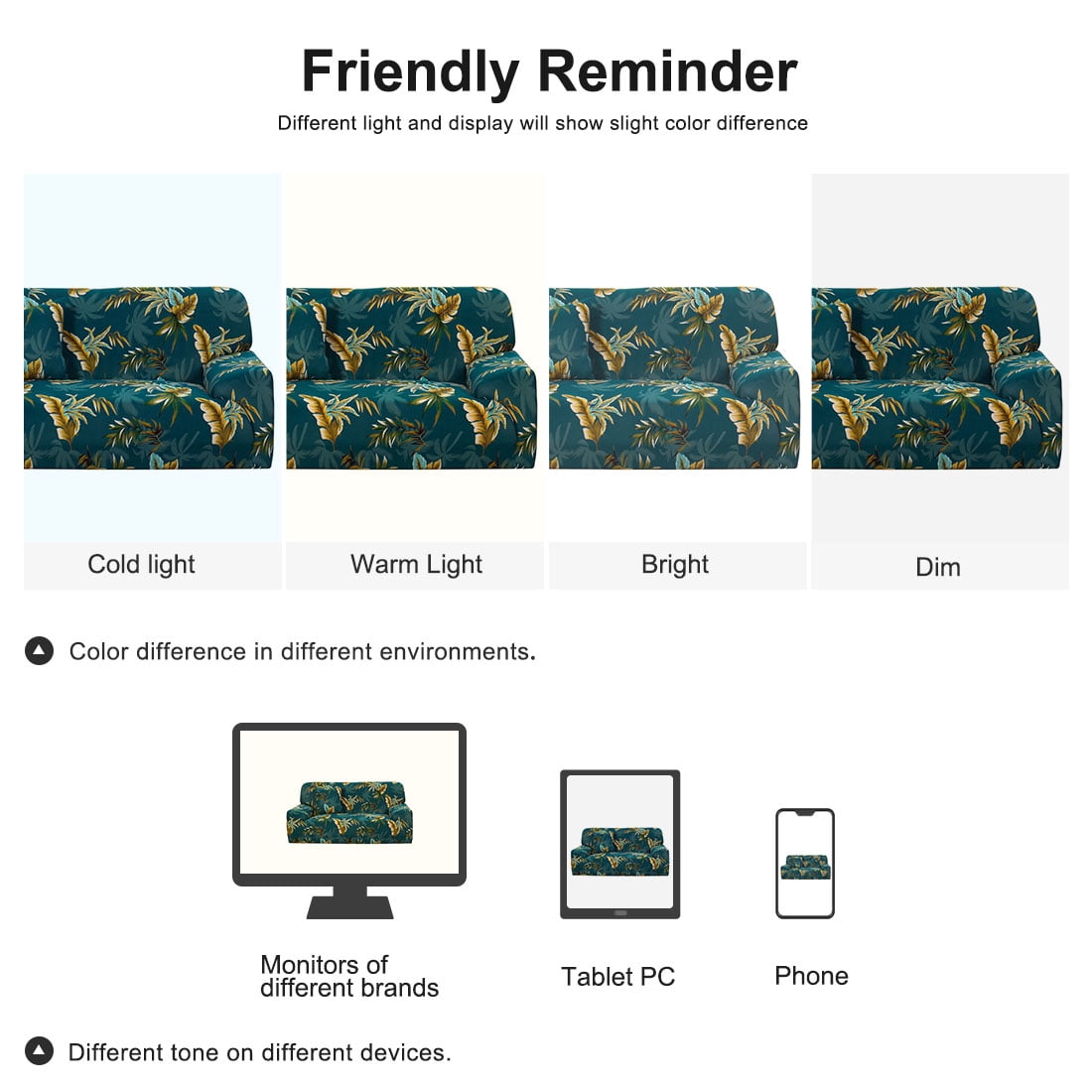 PiccoCasa 3 Seater Sofa Slipcover Floral Stretch Couch Cover, 69"-86", Dark Green