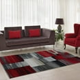 thumbnail image 1 of Ladole Rugs Tapis Rouge / Bleu Gris Noir Design Géométrique Contemporain Tapis Moderne pour Aire Env. 3x5, 3x10, 4x6, 5x7, 8x10, 9x12 Pieds, 1 of 5