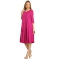 thumbnail image 2 of Women's Casual Loose Fit 3/4 Sleeve Jersey Knit A-Line Solid Midi Dress, 2 of 4