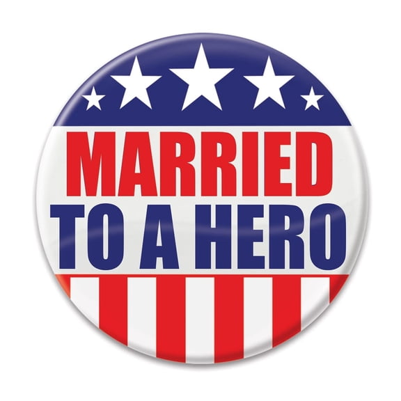 Beistle BT007 Patriotic"Married To A Hero" Cardstock Button, Multicolor