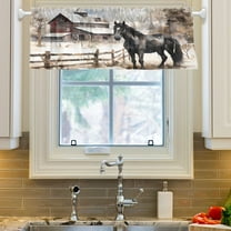 Ryvnso Horse Farmhouse Window Valance Kitchen Farmhouse Rod Pocket Short Curtain 54x18 inch