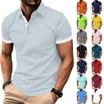 thumbnail image 2 of Yungyresw Polo Shirt for Men Slim Fit Short Sleeve Polo Contrast Trim Button Placket T-Shirt for Summer Wear Casual, 2 of 7