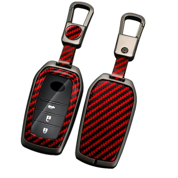 for Toyota Key Fob Cover, Carbon Fiber Texture Key Fob Case for 2025 Camry, 2021-2025 Venza, Grand Highlander Hilux, Fortuner, 2022-2025 Tundra Tacoma Remote Key