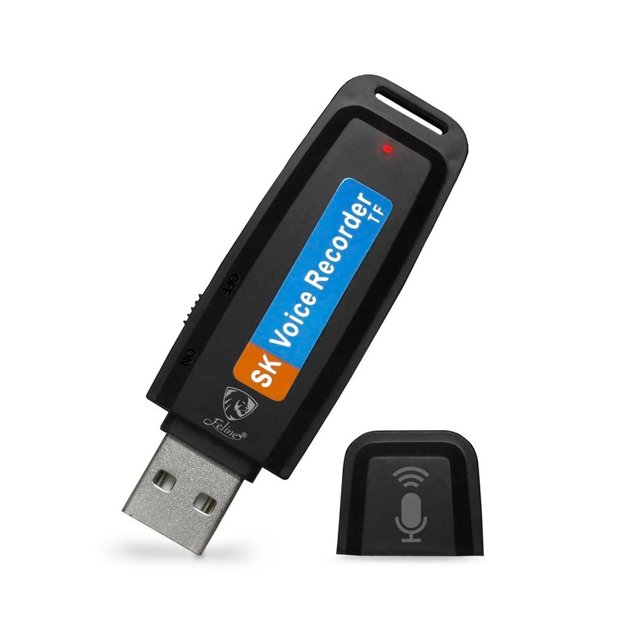 Usb Espía Grabadora De Voz Control Alarma Feline Microfono Oculto Discreto Y portatil Blanca