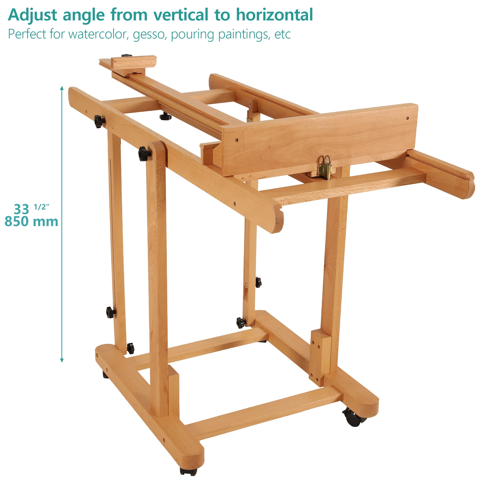 VISWIN Heavy-Duty Extra Large Wood H Frame Easel, Hold Canvas to 82"-Natural