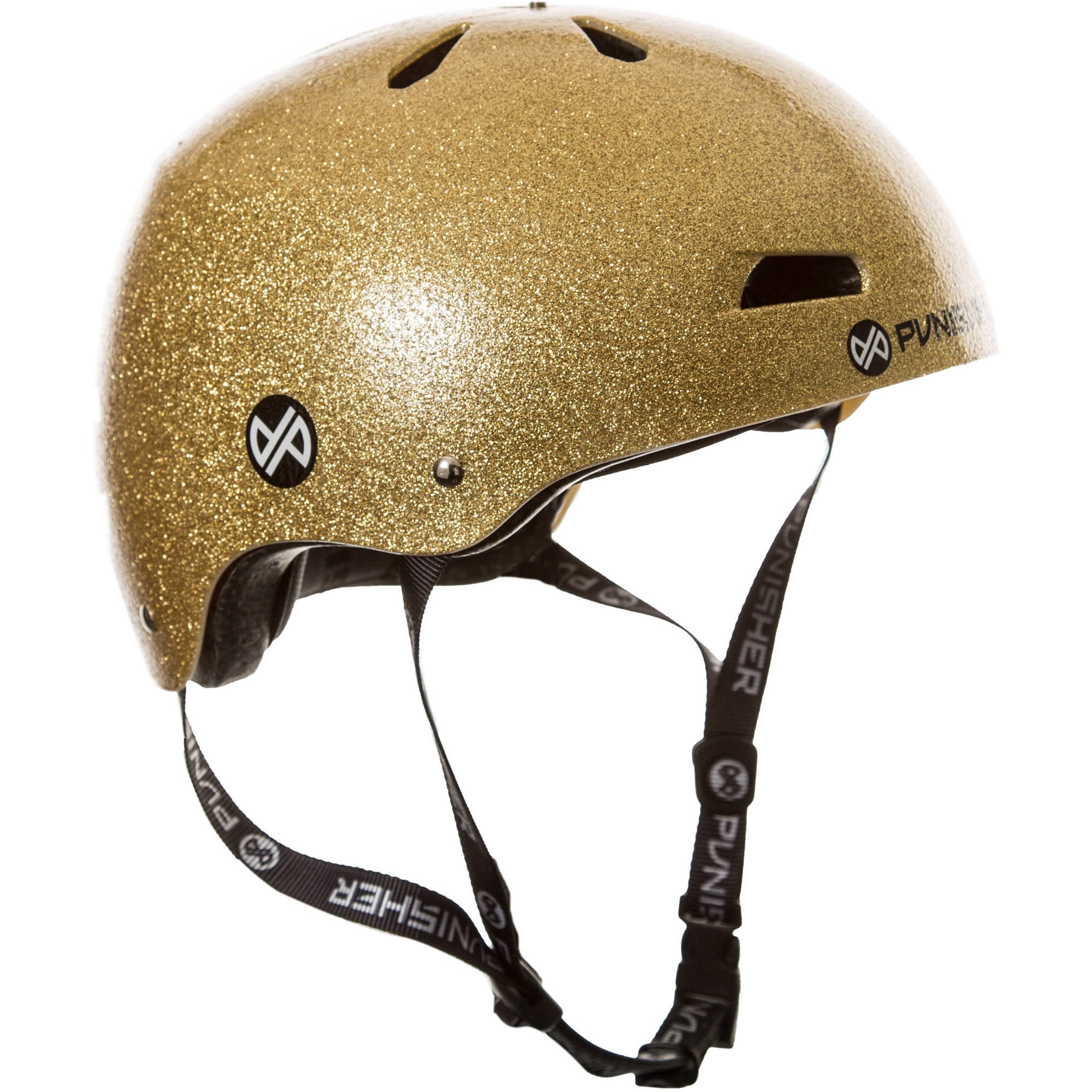 gold bicycle helmet