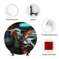 thumbnail image 4 of Cauagu Futuristic Robot Hummingbird Print Bone China Decorative Plate, Wall Mount Plate Holiday Decor Decorative Ceramic Plates with Stand Elegant Household Plates Decorative-10in, 4 of 6