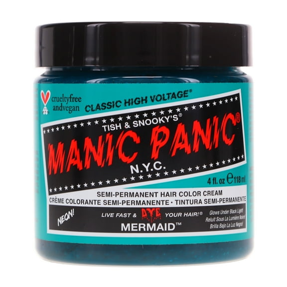 MANIC PANIC Classic Mermaid Semi Permanent Hair Color - Neon Ocean Blue Hair Dye for Women & Men That Lasts 4-6 Weeks - Vegan, Ammonia & Cruelty-Free - Create & Mix Custom Shades (4oz)