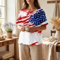 thumbnail image 5 of Women's Tops, Tees & Blouses Short Sleeve 4th of July Patriotic Summer 250th Anniversary USA shirt Button V-Neck American Flag Stars Striped Fashion Beach Vacation Shirts White S, 5 of 10
