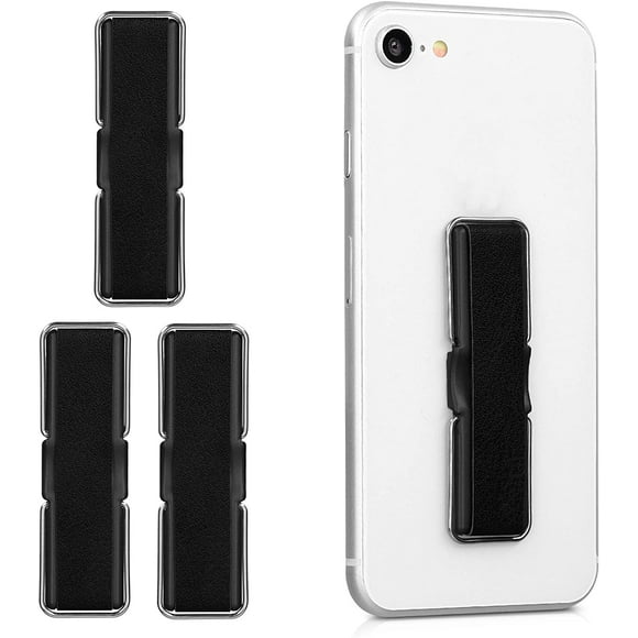 IBAOLEA Finger Holders for Phone (Set of 3) - Finger Holder Strap with Kickstand for Back of Phones or Cell Phone Case - Black Black