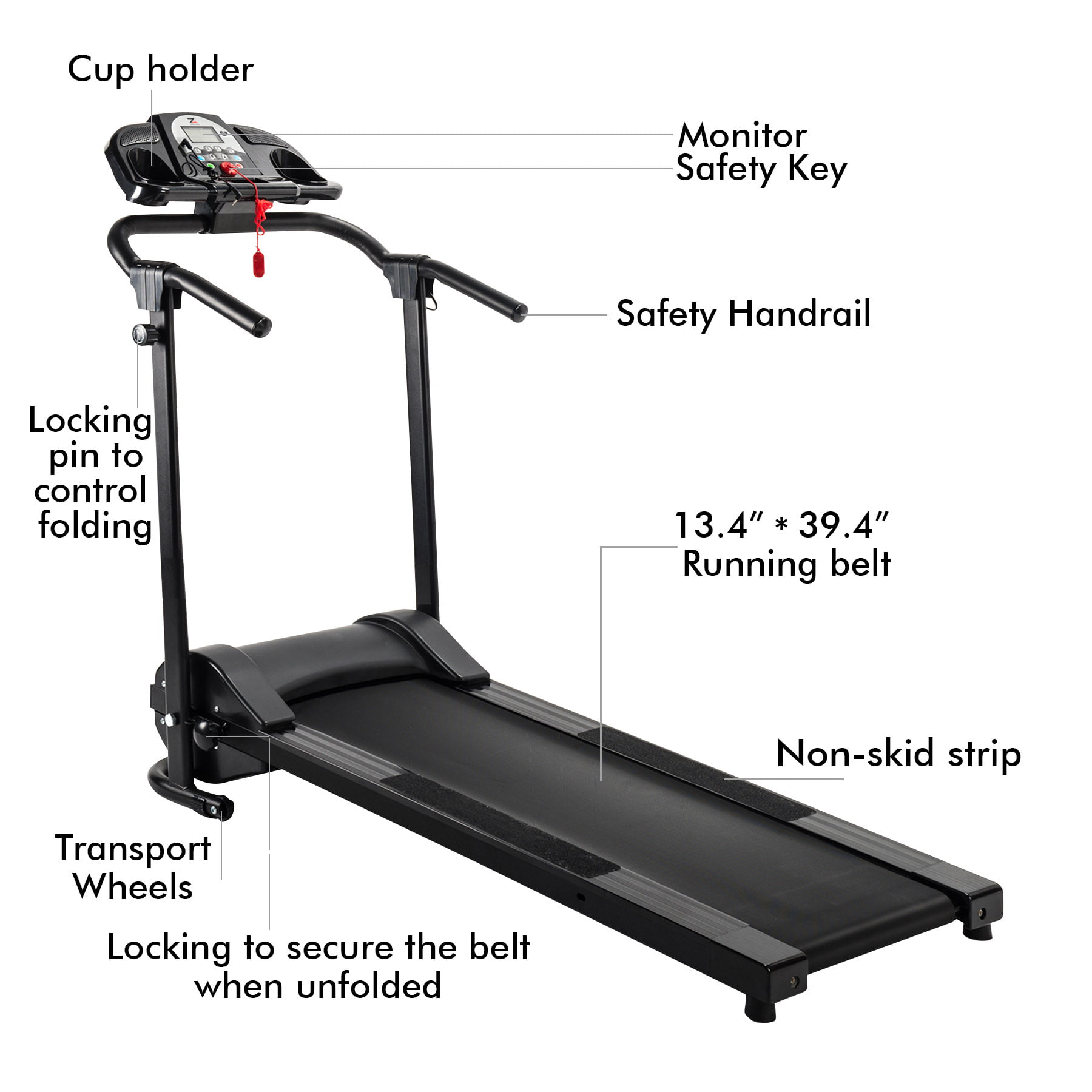 Folding Treadmill Electric Motorized Running Machine w/ APP & MP3 Player 750W 