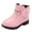 a-Pink302120, variant on Girls Kids Leather Boots Bow Rhinestone Bow Decor Thickened Heel Short Shoes For Outdoor Adventure Casual Daily Wear Cozy Footwear
