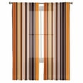thumbnail image 3 of Colorful Stripes Sheer Curtains 84 Inches Long 2 Panels Set, Window Sheer Curtains for Living Room/Bedroom, Rustic Rainbow Autumn Vertical Striped Light Filtering Rod Pocket Curtain 52'' x 84'' x 2, 3 of 7