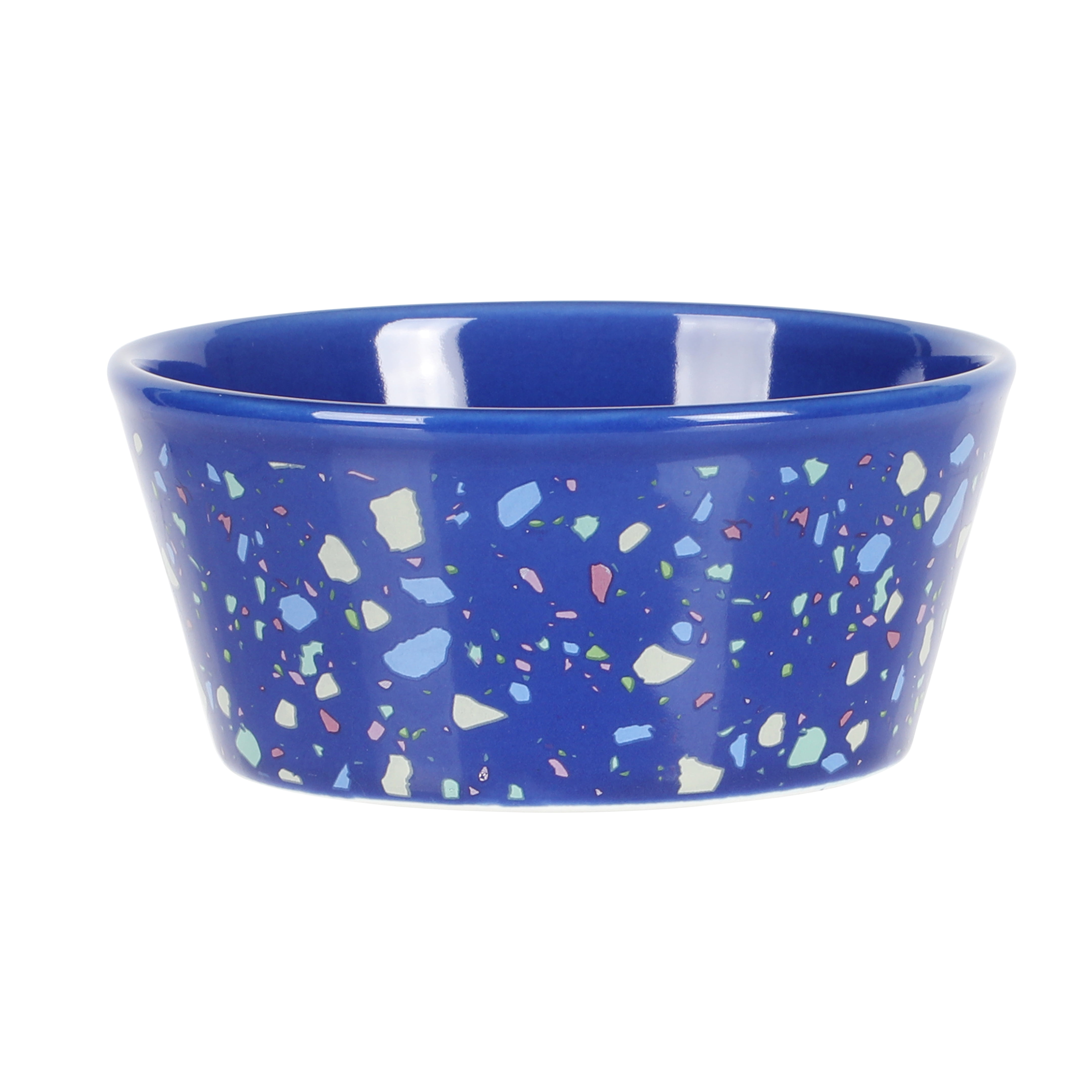 (3 pack) Gibson Home Swirl & Speckle Pet Bowl for Pets, Cobalt