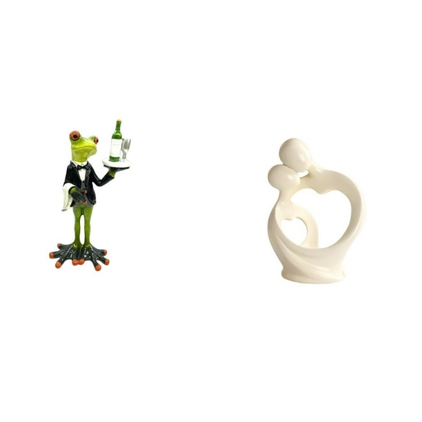 Figura de escritorio,Estatua de rana camarero,estante,escritorio,decoración del hogar,Estatua abstracta,Estatua de resina para decoración del hogar,escultura de pareja,Decoraciones de figuras