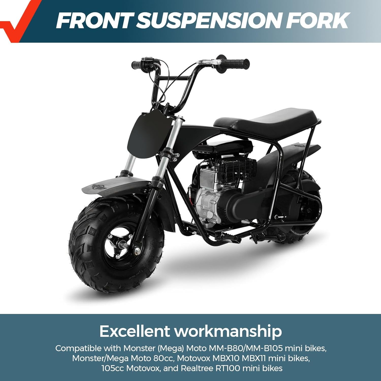 Mini Bike Front Fork Suspension Kit with Hydraulic Damping System - Universal Fit for RT100 MBX10 MBX11 and Most Mini Bikes, Easy Bolt-On Installation, Enhanced Ride Comfort for Off-Road Adventures