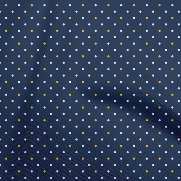 oneOone Polyester Spandex Dark Blue Fabric Dot Sewing Craft Projects Fabric Prints By Yard 56 Inch Wide