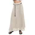 thumbnail image 6 of Amazhiyu Women's 100% Linen A-line Maxi Skirt with Matching Belt Summer Casual, 6 of 7