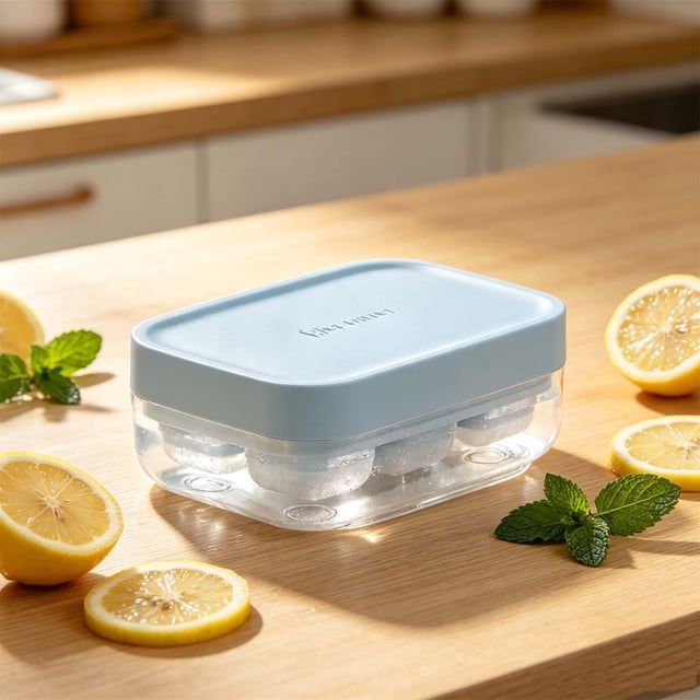 Molde de cubitos de hielo de silicona de grado alimenticio con prensa, mini máquina de hielo compacta para bebidas, cócteles y refrescos.
