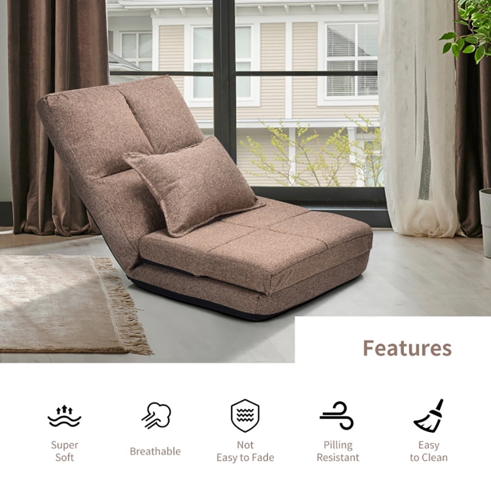 Finihen Folding Sleeper Couch, Fold Down Flip Convertible Sleeper Couch with Pillow, Foldable Mattress for Living Room, Dorm, Home, Office, Apartment, Brown Finihen Folding Sleeper Couch, Fold Down Flip Convertible Sleeper Couch with Pillow, Foldable Mattress for Living Room, Dorm, Home, Office, Apartment, Brown