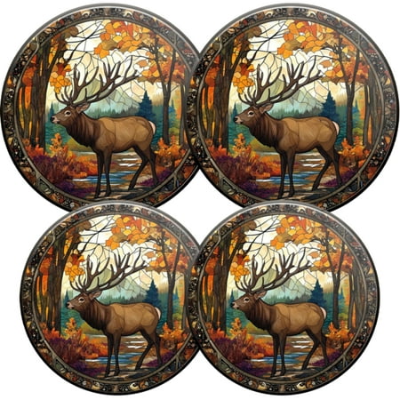 

Electric Stove Burner Covers 4 Pcs Round Gas Burner Cover 8 and 10 Inch majestic elk surrounded by autumn leaves