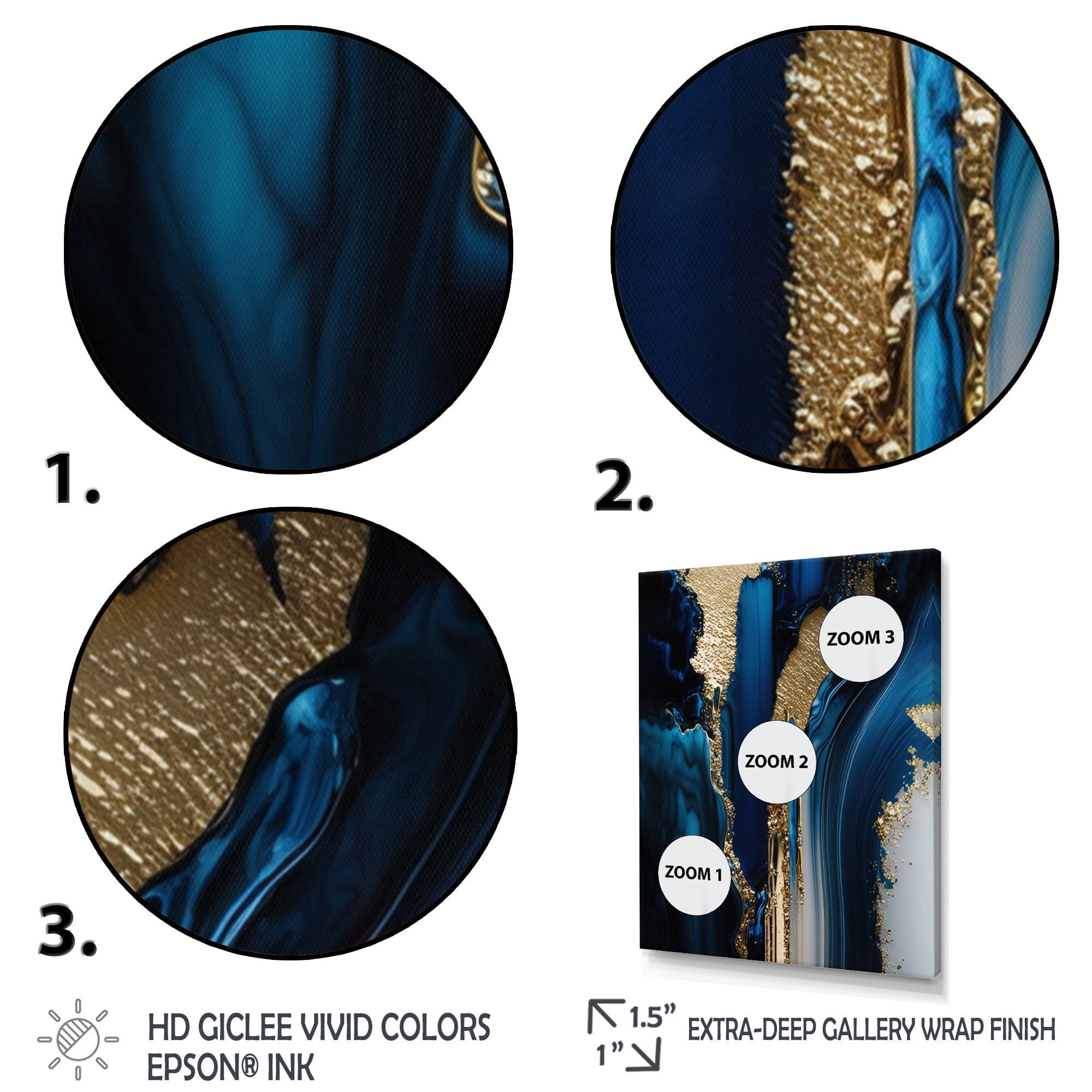 Designart Abstract Geode Waves Gold II Canvas Wall Art