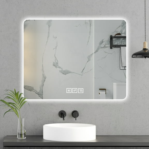 Wall-mounted round-corner dressing mirror