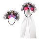 thumbnail image 1 of 2pcs Halloween encaje malla cabello aro diadema de flores de cráneo para mujeres estilo aleatorio, 1 of 6