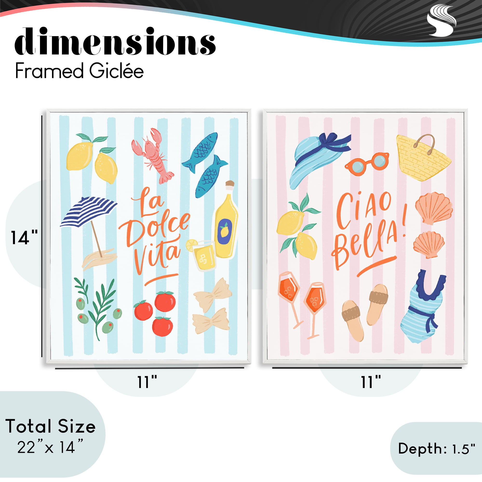 Stupell Industries Summer Italian Vacation 2 Piece White Framed Giclee Art Set, design by Sandra Picco