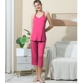 thumbnail image 4 of Doublju Women's Sleeveless Racerback Capri Pajama 2 Pcs Set (Plus Size Available), 4 of 5