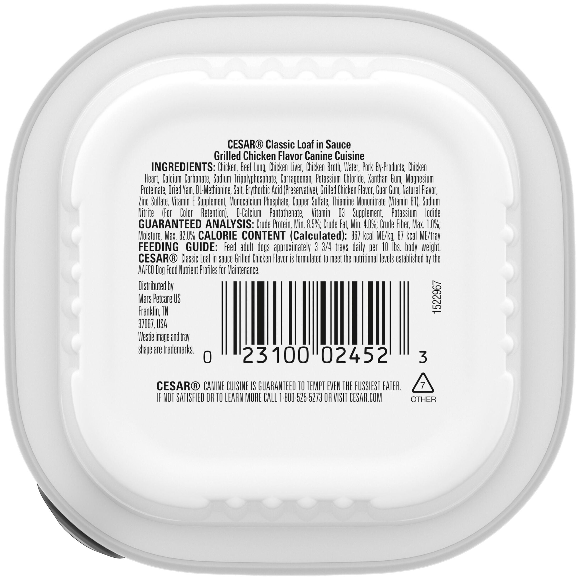 Cesar Classic Loaf in Sauce Grilled Chicken Flavor Adult Wet Dog Food, 3.5 oz Easy Peel Tray