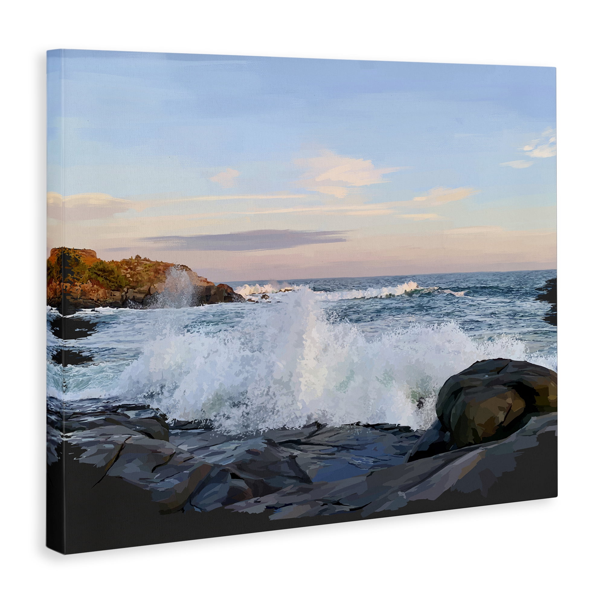 Stupell Industries Strong Breaking Waves Landscape Photography Gallery Wrapped Canvas Art Print Wall Art, 40 x 30