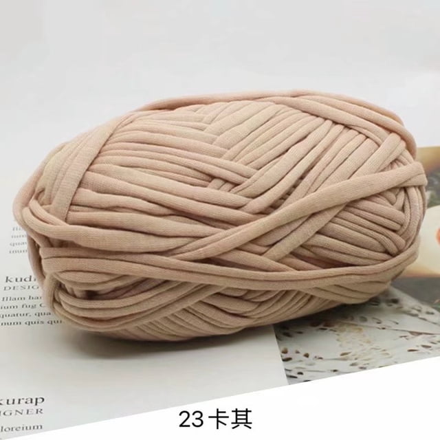 Nvzi Hilo para tejer a mano, 2 rollos de hilo de tira de tela, color caqui, mezcla premium de 65 % poliéster y 35 % algodón, ideal para tejer a crochet con fácil rendimiento.