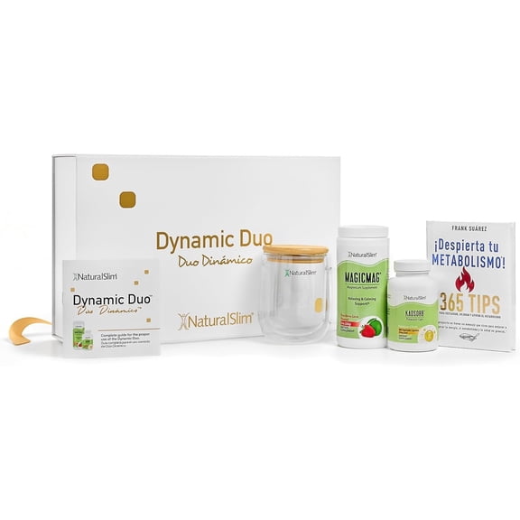 NaturalSlim Dynamic Duo Gift Set – Magnesium Powder, Potassium Capsules, Despierta tu Book, Double Glass Mug & Premium Gift Box | Educational Wellness Bundle Inspired by Frank Suárez