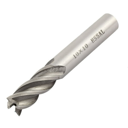 Unique Bargains 10mm Cutting Dia 10mm Shank Diameter 4 Flutes HSSAL End Mill Cutter CNC
