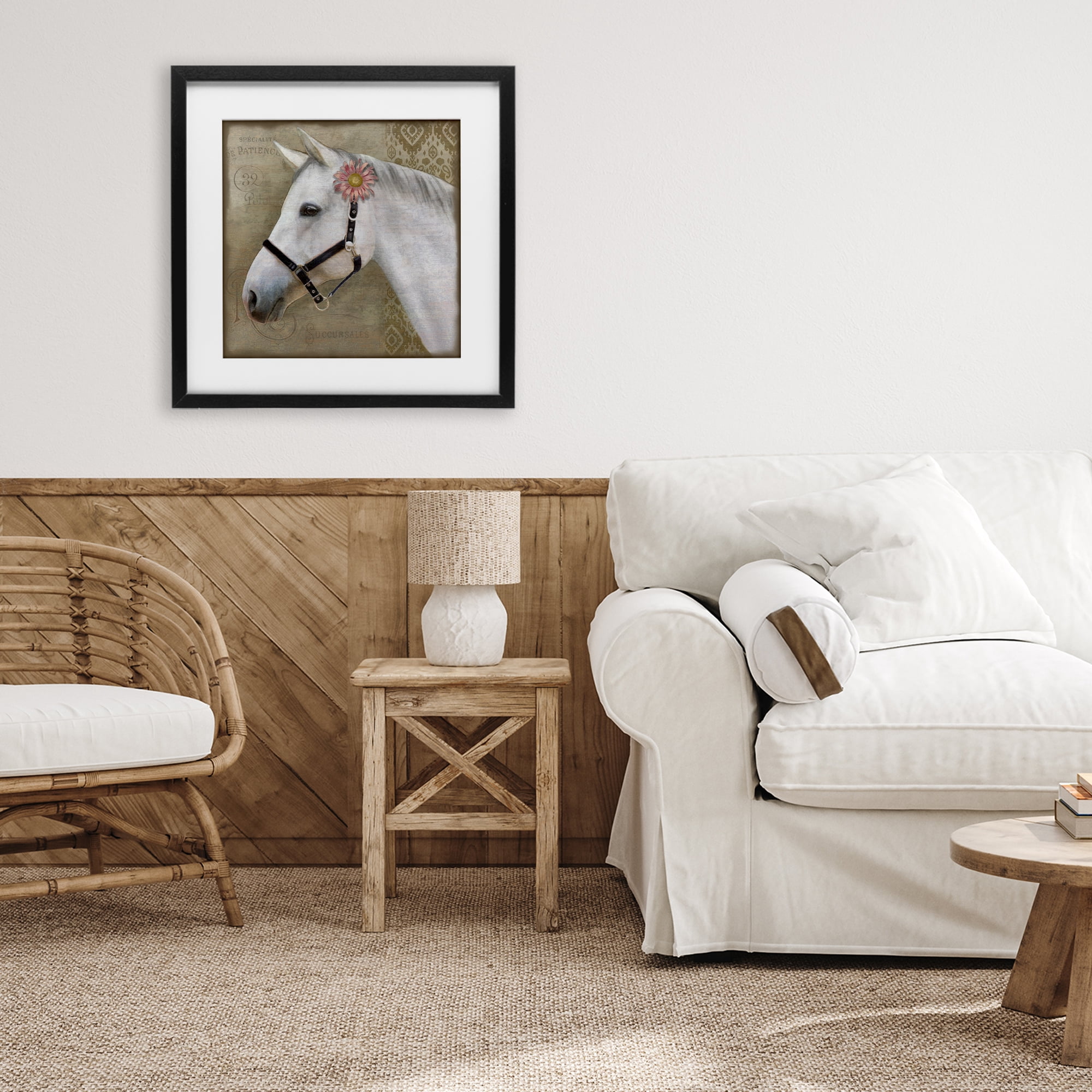 Stupell Industries Boho Barnyard Horse Black Framed Print Under Glass, design by Suzanne Nicoll