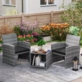 thumbnail image 4 of Gymax 3 Pieces Patio Furniture Set PE Rattan Chairs Set w/ Storage Coffee Table Black, 4 of 10
