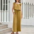 thumbnail image 6 of UVEASISHA Dressy Casual Jumpsuits for Women 2025 Summer Ruffle Sleeves Square Neck Rompers High Waist Drawstring Overalls with Pocekts Yellow XXL, 6 of 9