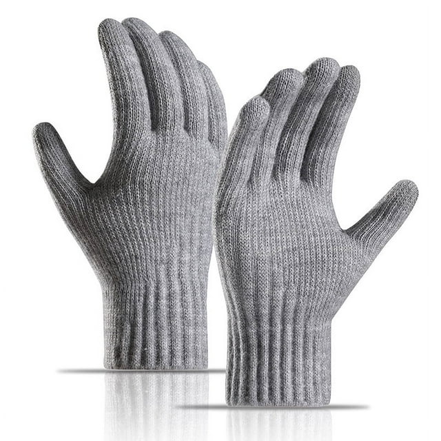 Guantes de punto cálidos acolchados de terciopelo para invierno, de lana de alpaca, suaves y cómodos para exteriores y con pantalla táctil